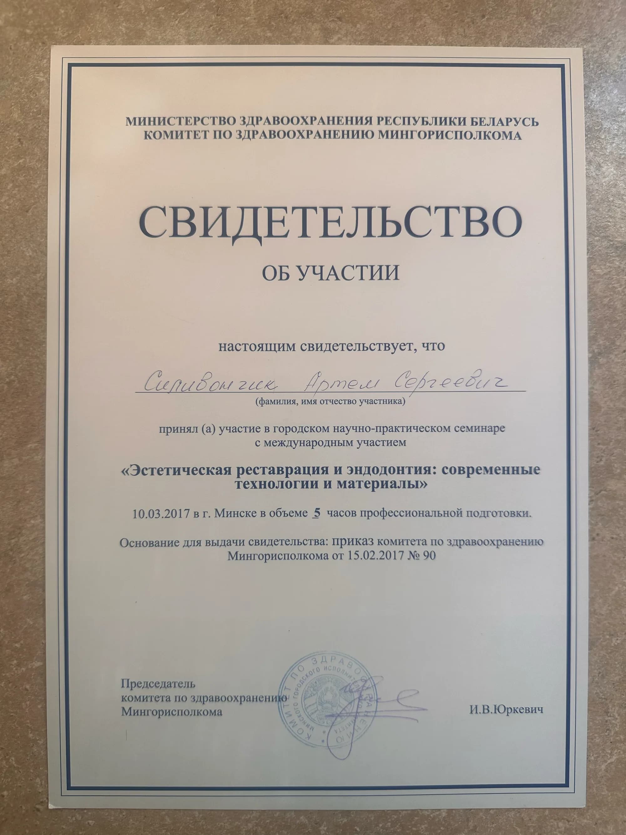 Документ об образовании — Силивончик Артем Сергеевич, лист 13